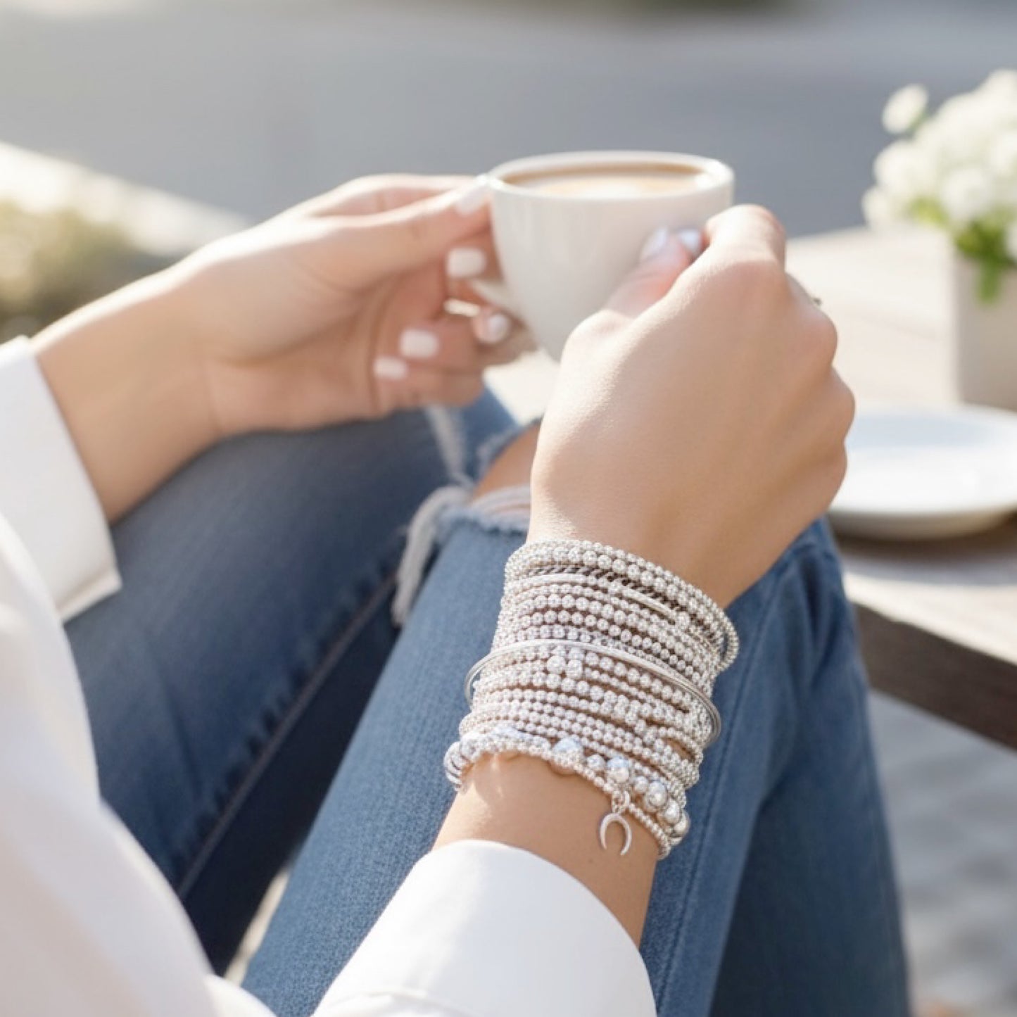 Silver bead bracelet