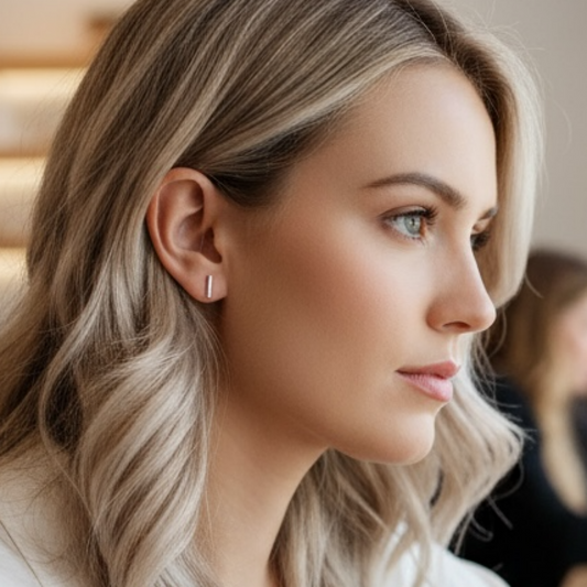 Gold Bar Stud Earrings