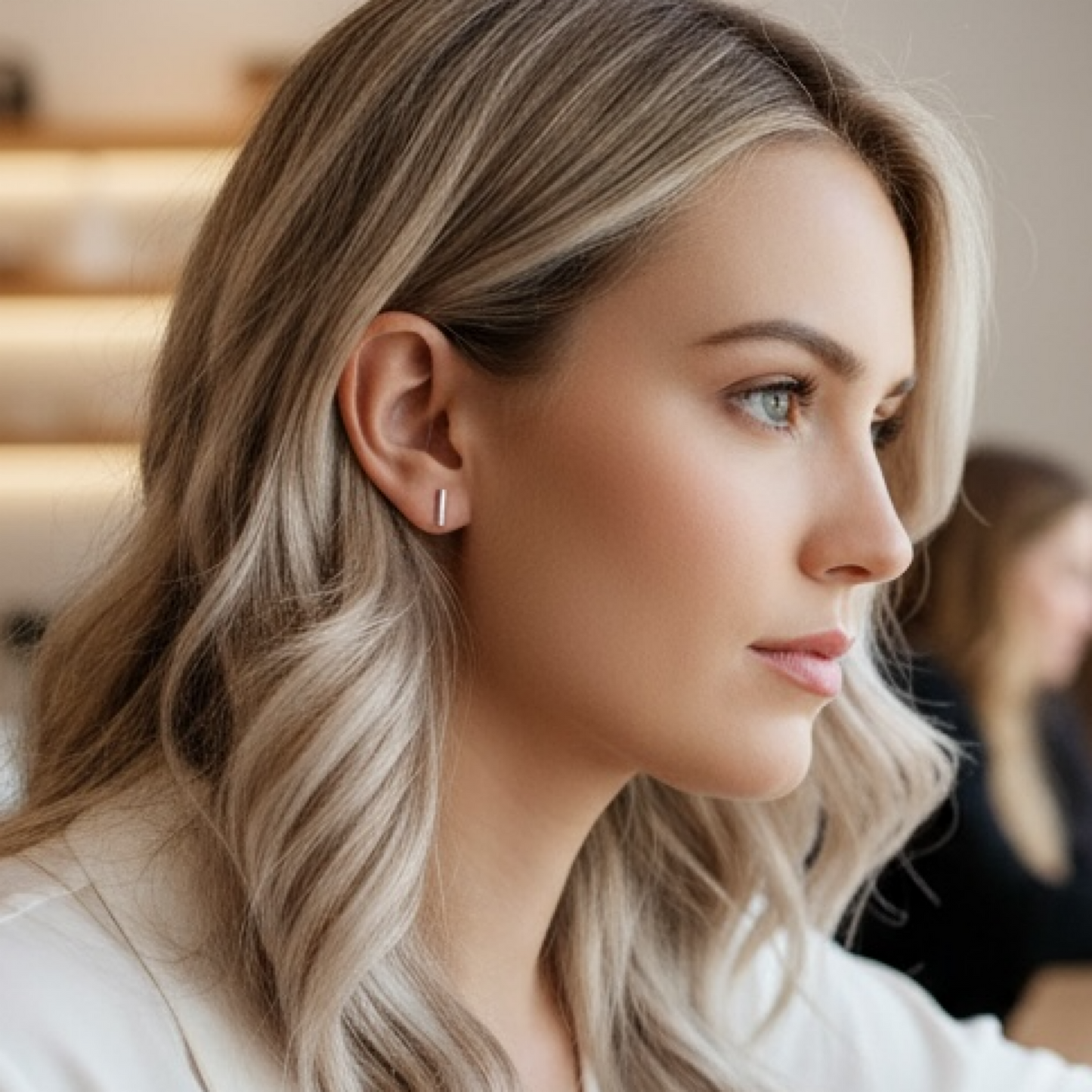 Gold Bar Stud Earrings