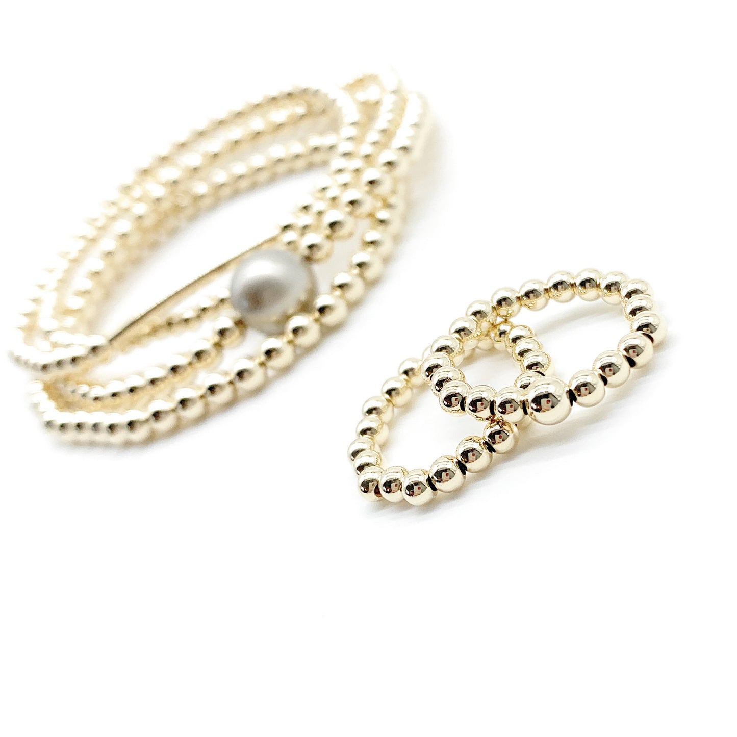 Gold Beaded Stretch Ring