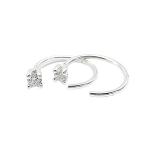 Upgrade your look with our Crystal Silver Hoops! Adorned with sparkling Cz crystals, these Bridesmaid Earrings add a touch of elegance to any outfit. Perfect for weddings and special occasions, these huggie hoops will make you stand out and shine like a star!