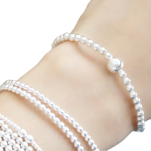 Crafted with precision and style, our Silver Bead Bracelet is the perfect accessory for any occasion. Made from high quality sterling silver beads