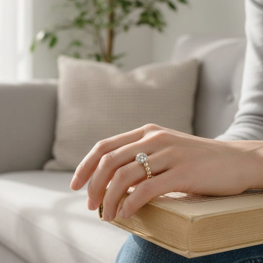Gold Crystal Stretch Ring