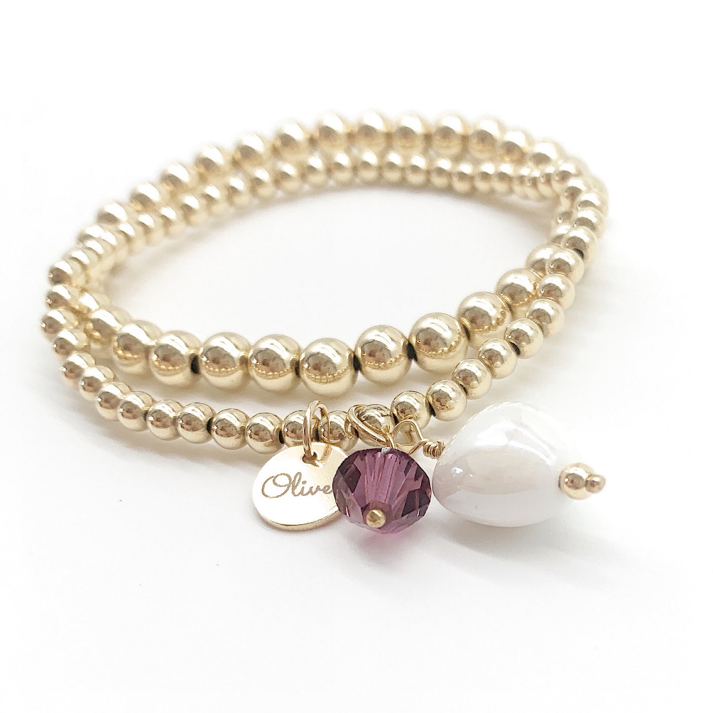 Gold Heart Beaded  Bracelet