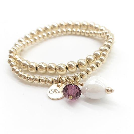 Gold Heart Beaded  Bracelet