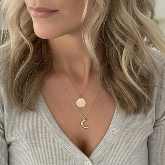 Gold Silver Crescent Necklace Savi Jewelry