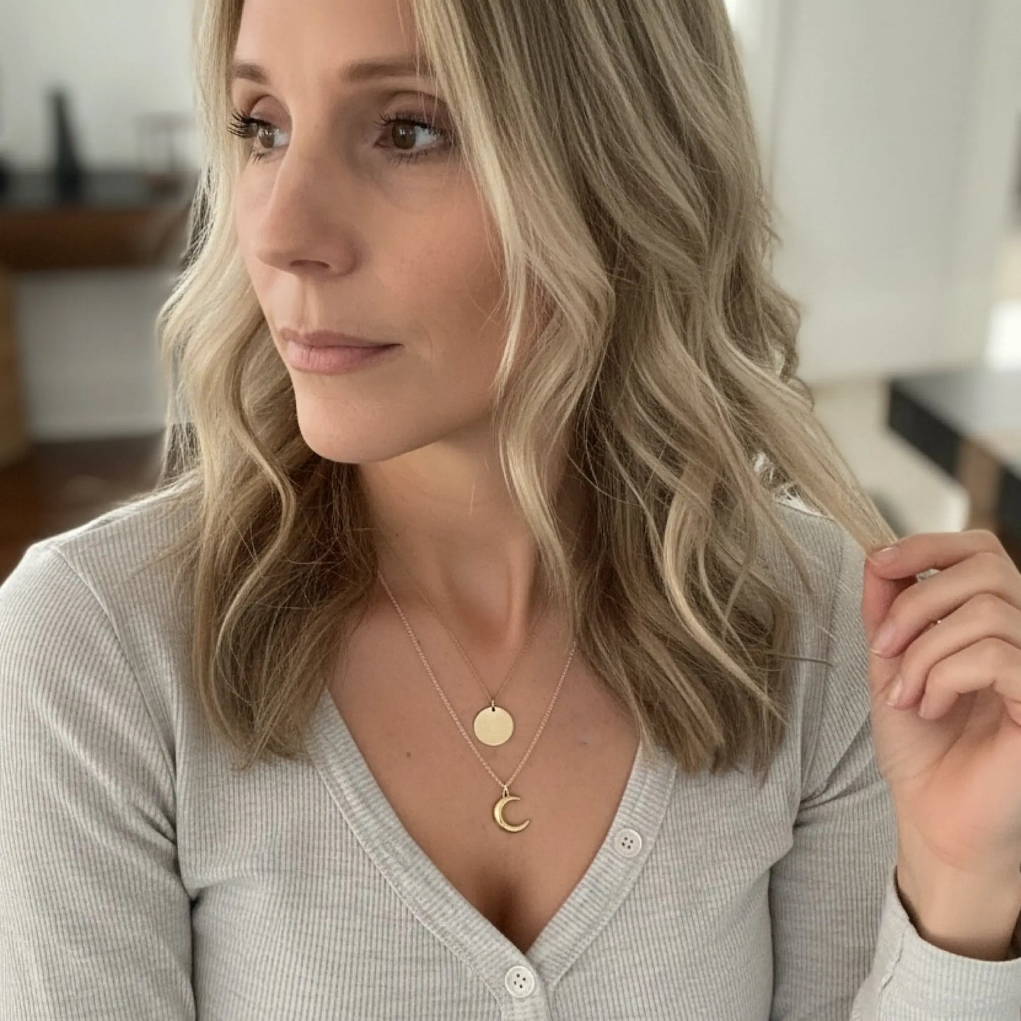 Gold Silver Crescent Necklace Savi Jewelry