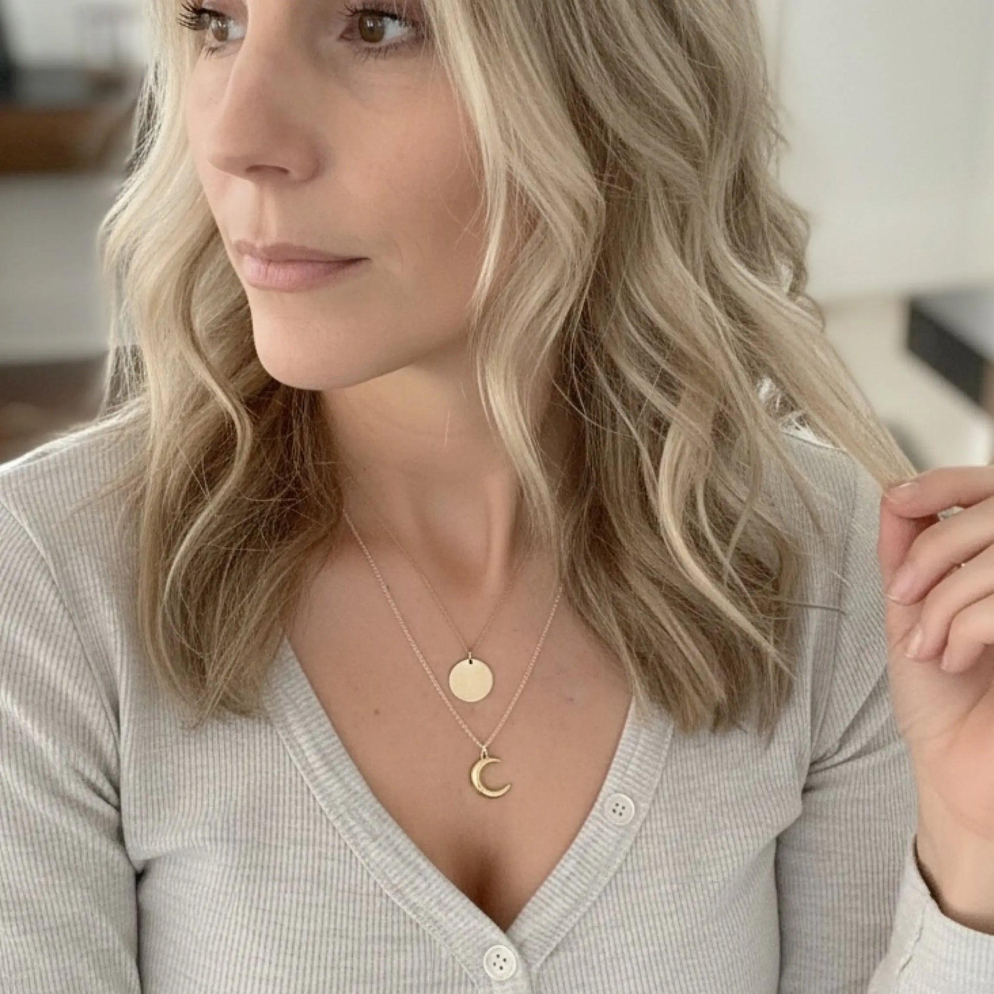 Gold Silver Crescent Necklace Savi Jewelry