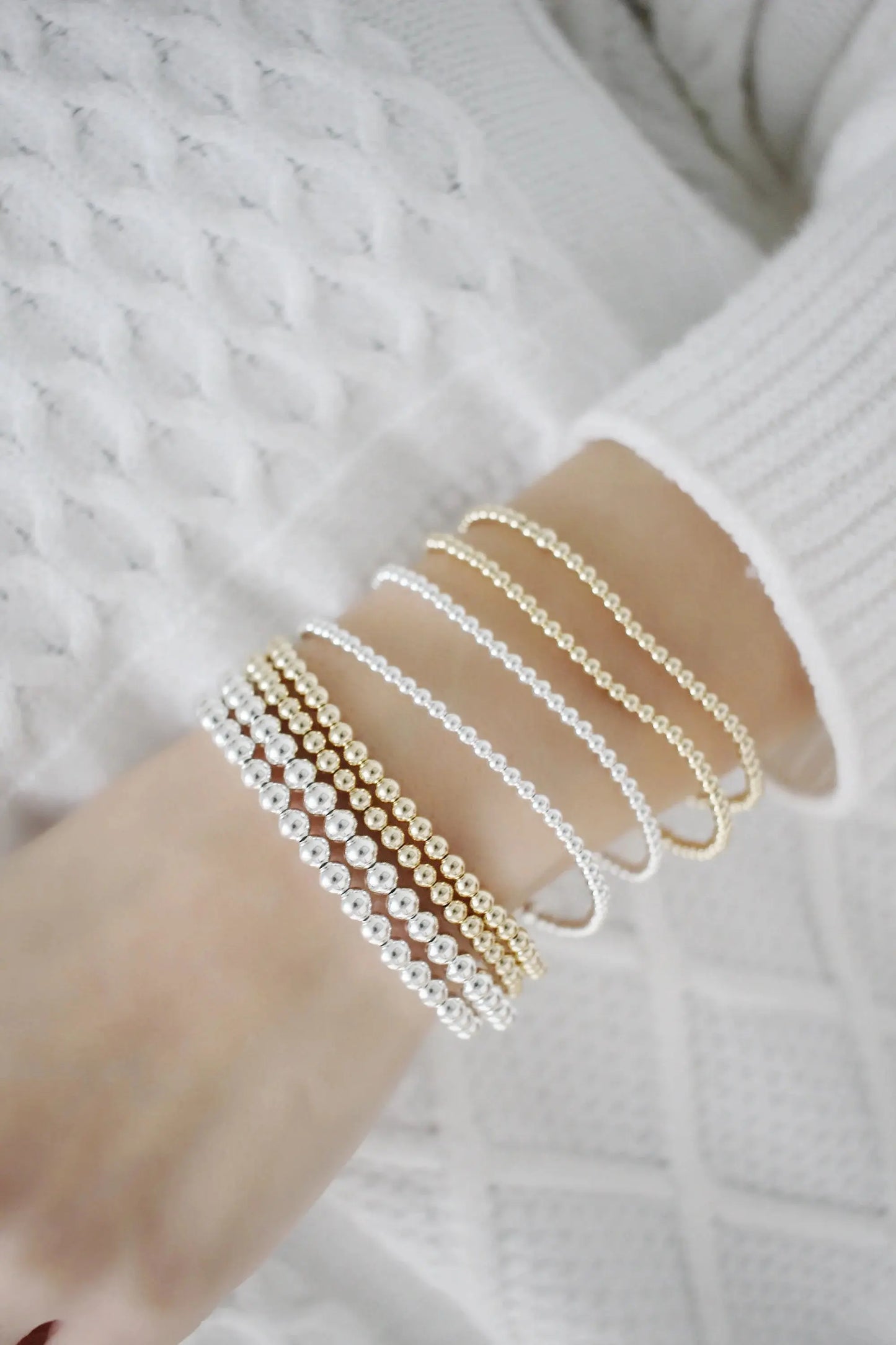 Gold Beaded Stretch Bracelet • Best Seller Bracelet Savi Jewelry