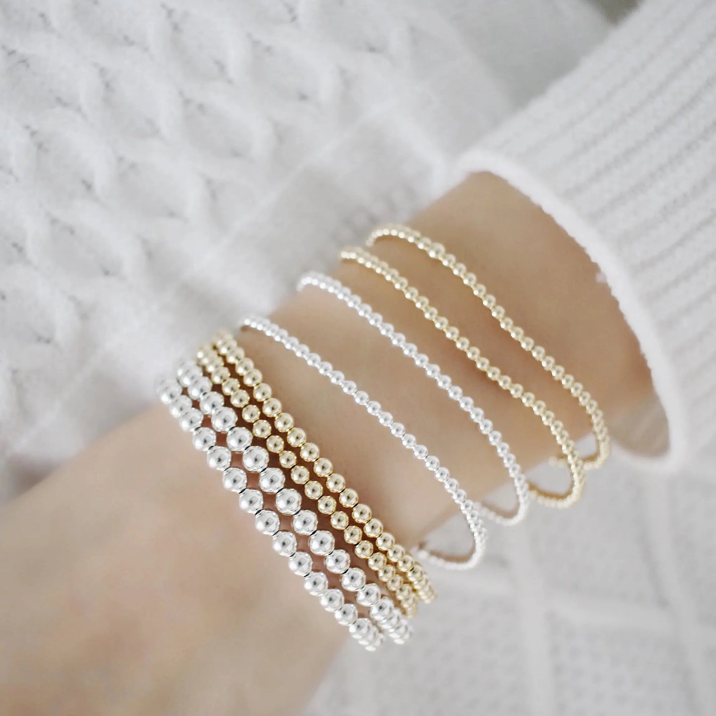 Gold Beaded Stretch Bracelet • Best Seller Bracelet Savi Jewelry