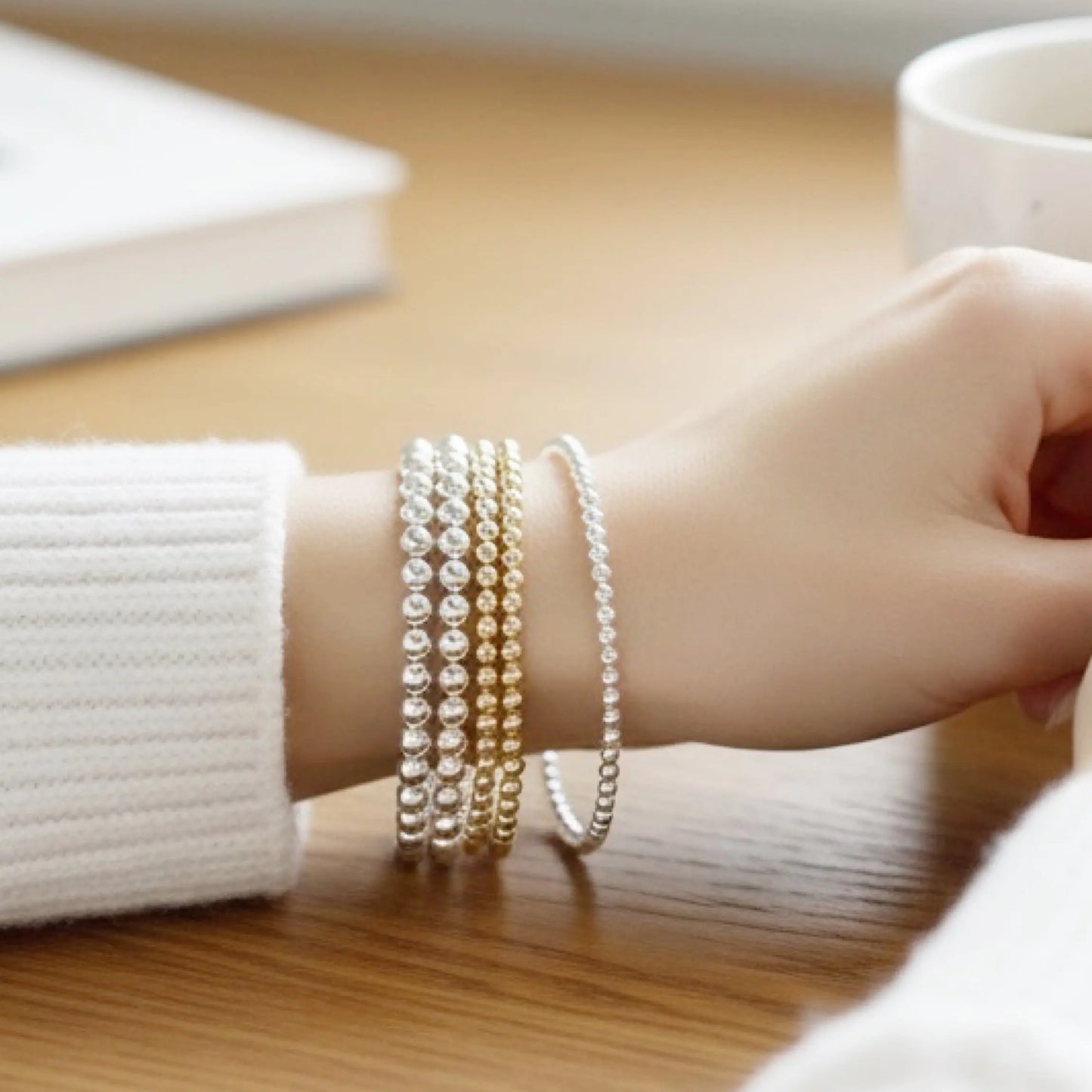 Gold Beaded Stretch Bracelet • Best Seller Bracelet Savi Jewelry