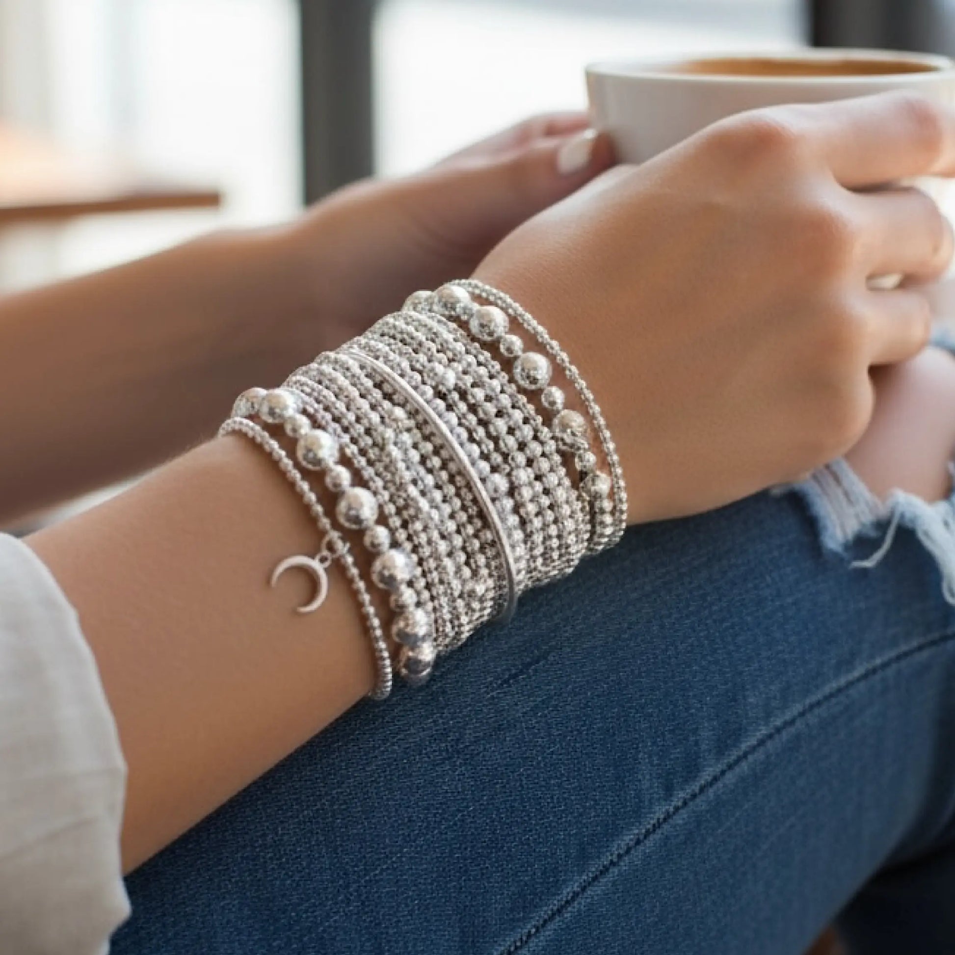 Silver bead bracelet SaviJewelry