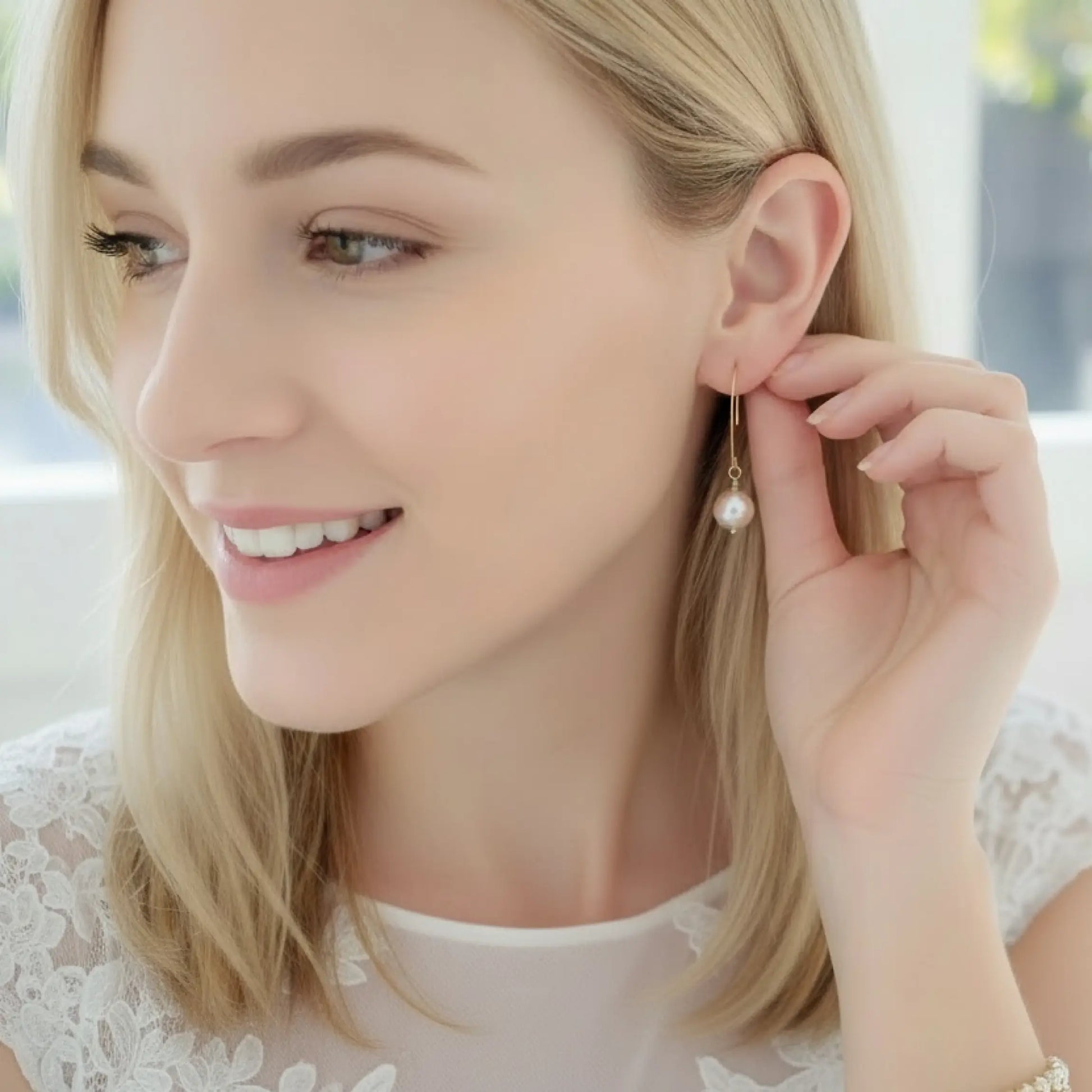 Gold Pearl earrings Savi Jewelry