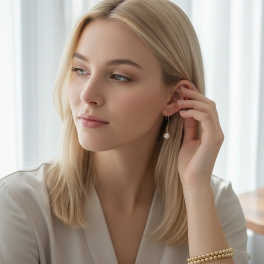 Gold Pearl earrings Savi Jewelry