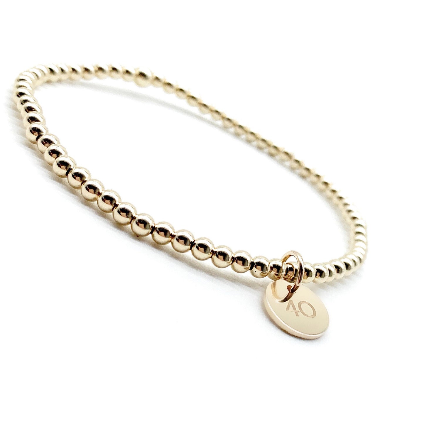 14K Gold Filled 40th Birthday Bracelet – Dainty Minimalist Beaded Bracelet, Milestone Gift for Her