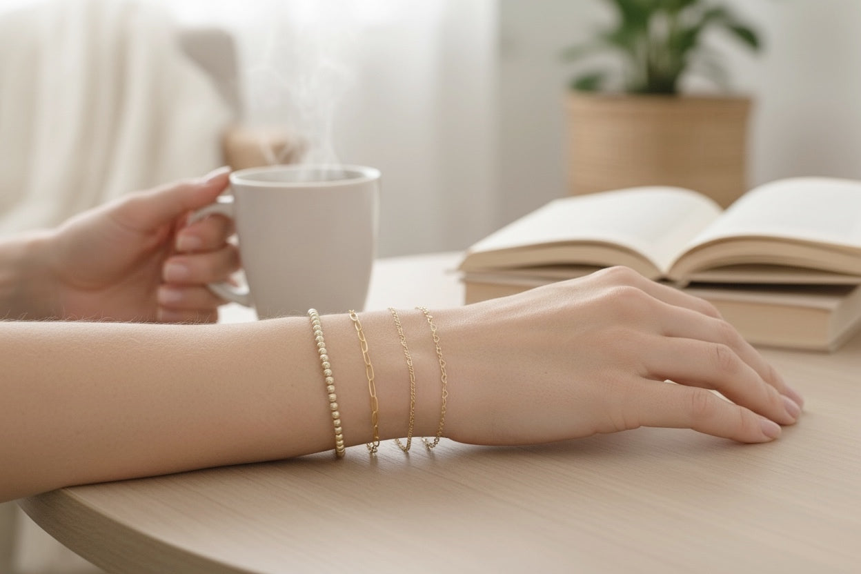 14K Gold Filled Chain Bracelet – Dainty Stackable Gold Bracelet, Minimalist Everyday Jewelry Gift for Her