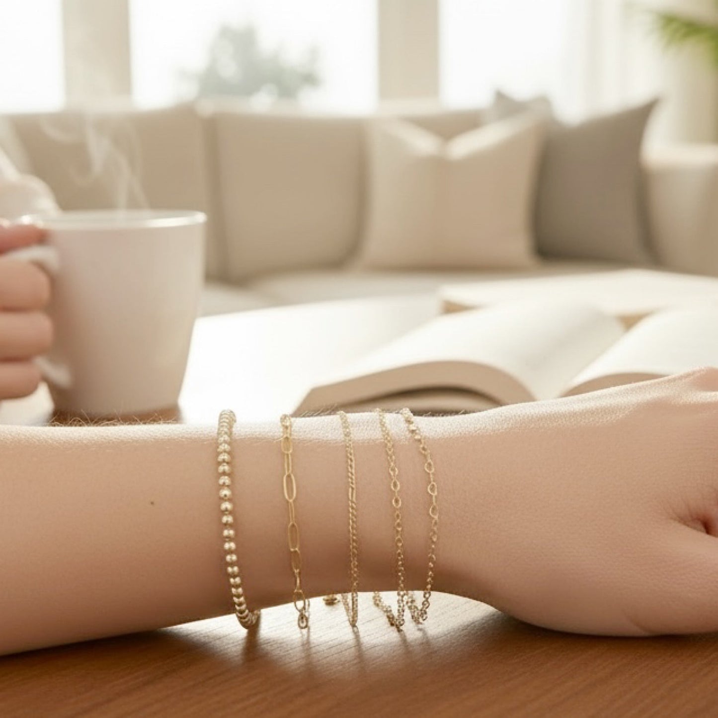 14K Gold Filled Chain Bracelet – Dainty Stackable Gold Bracelet, Minimalist Everyday Jewelry Gift for Her