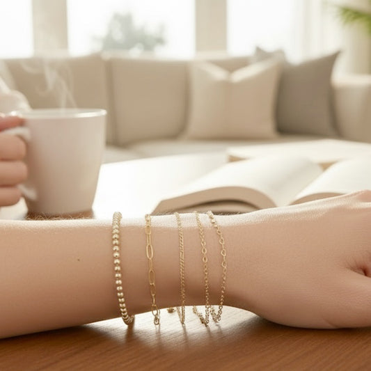 14K Gold Filled Chain Bracelet – Dainty Stackable Gold Bracelet, Minimalist Everyday Jewelry Gift for Her