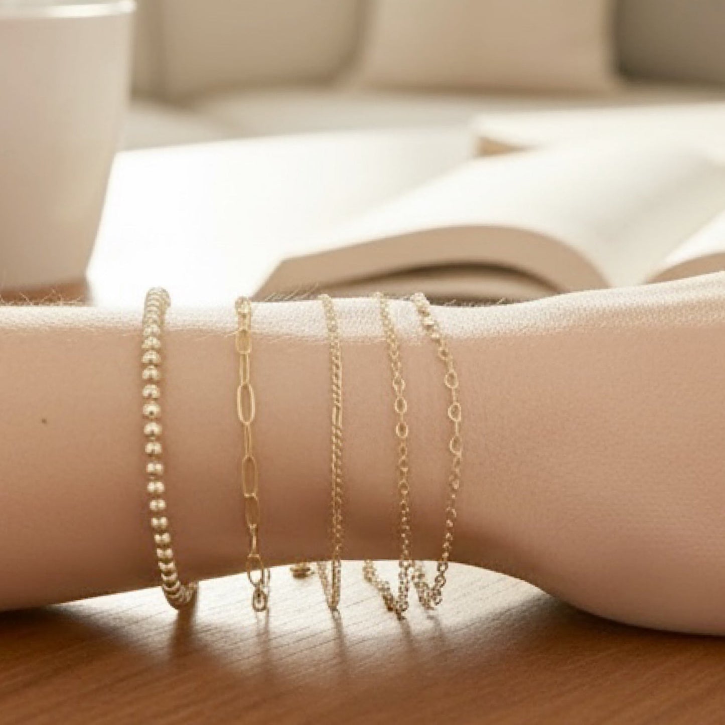 14K Gold Filled Chain Bracelet – Dainty Stackable Gold Bracelet, Minimalist Everyday Jewelry Gift for Her