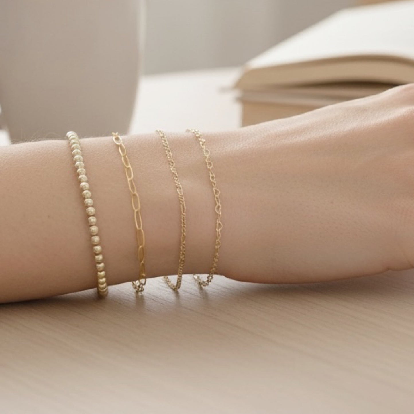 14K Gold Filled Chain Bracelet – Dainty Stackable Gold Bracelet, Minimalist Everyday Jewelry Gift for Her