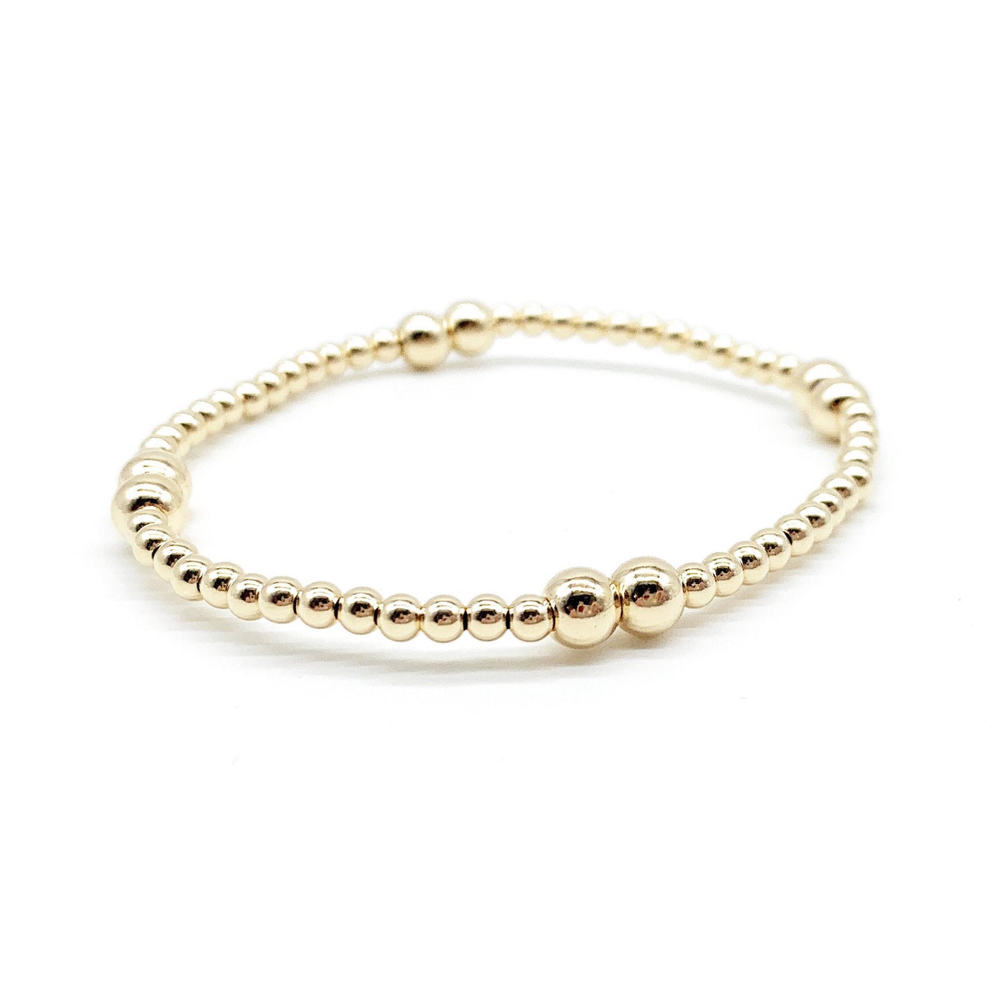 14K Gold Filled Beaded Bracelet – Dainty Stackable Gold Bracelet, Minimalist Everyday Jewelry Gift for Her