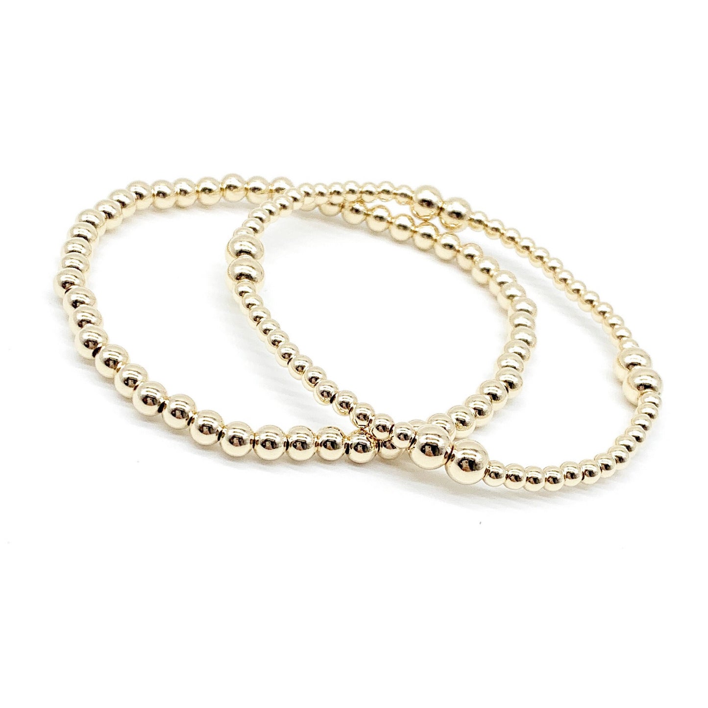 14K Gold Filled Beaded Bracelet – Dainty Stackable Gold Bracelet, Minimalist Everyday Jewelry Gift for Her
