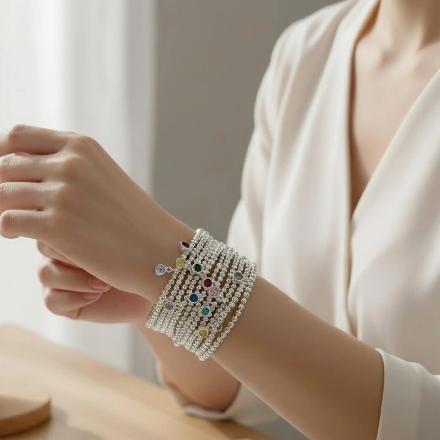 Personalized 925 Sterling Silver Birthstone Bracelet - Savi Jewelry