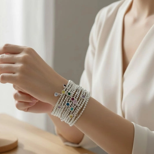 Silver Birthstone Bracelet – Personalized Initial Bracelet – 14K Gold Filled Custom Letter Bracelet, Dainty Name Jewelry Gift for Her