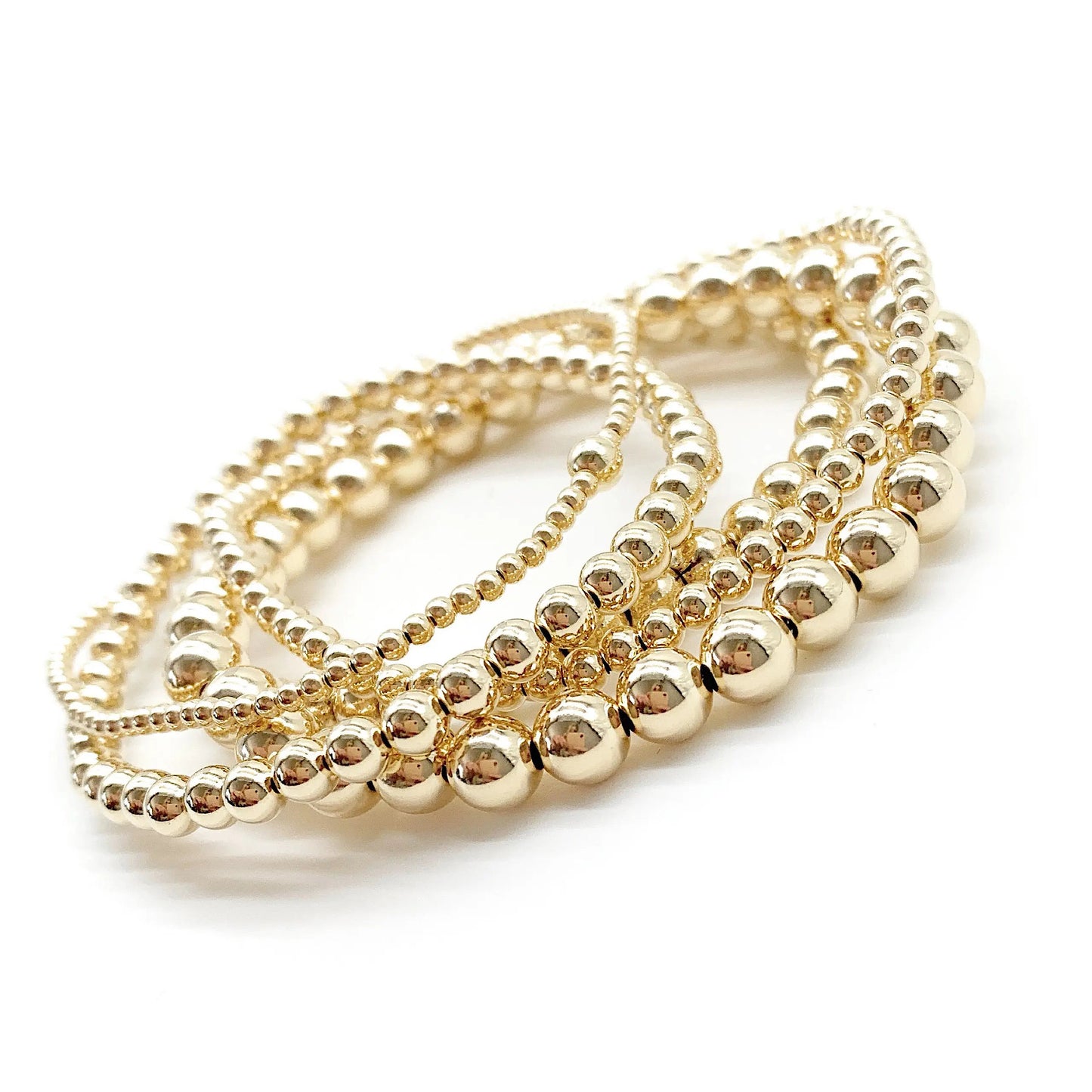 14K Gold Filled Beaded Bracelet – Dainty Stackable Gold Bracelet, Minimalist Everyday Jewelry Gift for Her