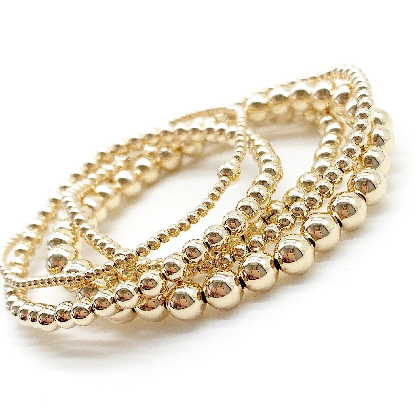 14K Gold Filled Beaded Bracelet – Dainty Stackable Gold Bracelet, Minimalist Everyday Jewelry Gift for Her