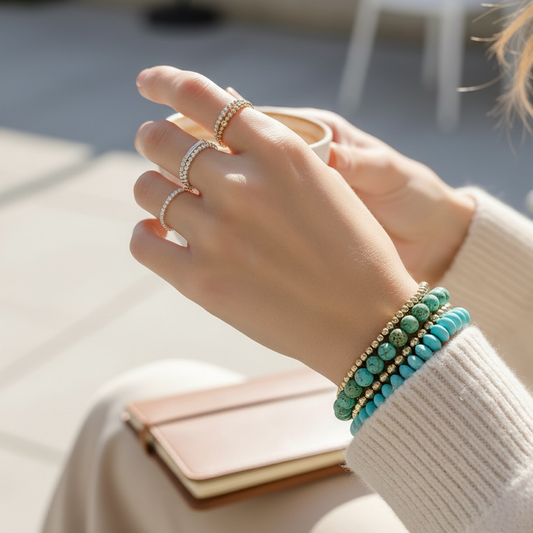 Gold Bead Ring – Dainty Minimalist 14K Gold Filled Beaded Ring, Comfortable Everyday Jewelry