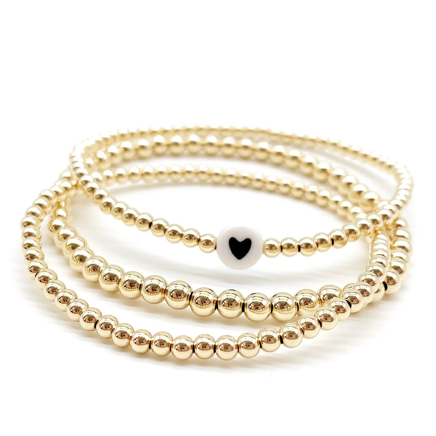 14K Gold Filled Beaded Bracelet – Dainty Stackable Gold Bracelet, Minimalist Everyday Jewelry Gift for Her