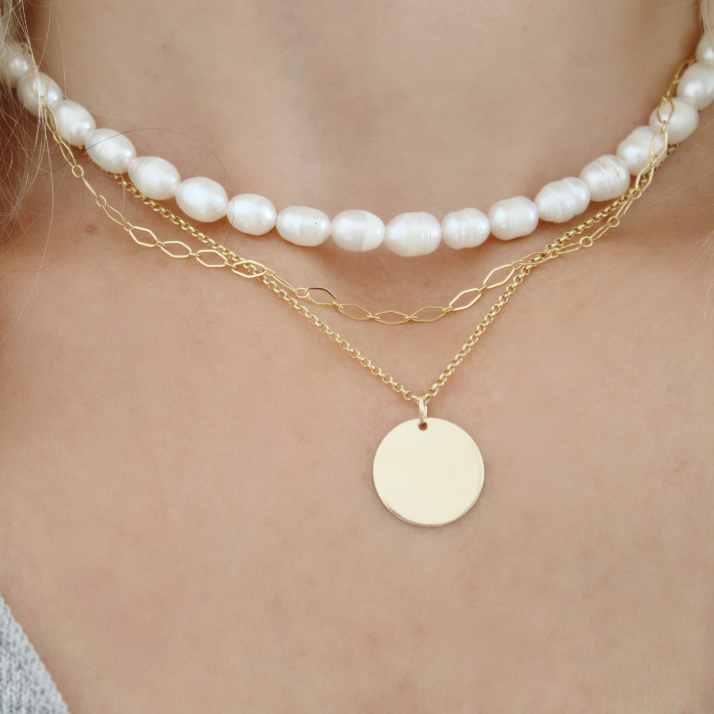 Freshwater Pearl Necklace | 14K Gold Filled & Sterling Silver