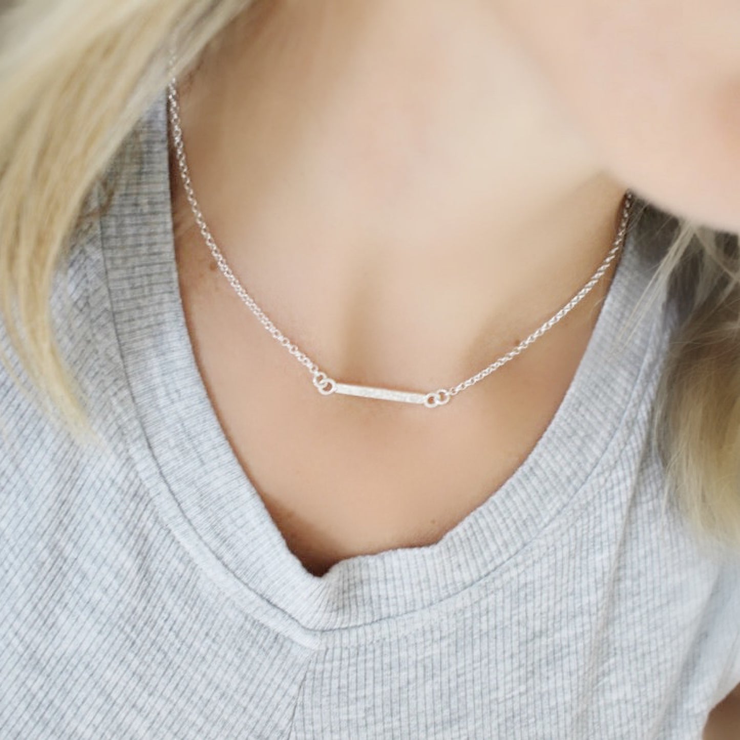 Sterling Silver Bar Necklace | Dainty Layering Necklace