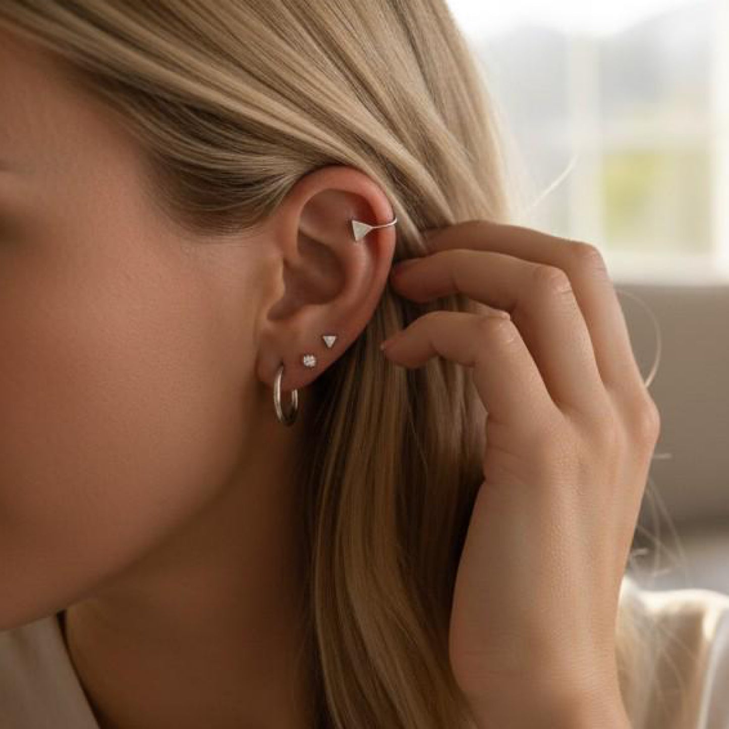 Silver Ear Cuff Earring – Dainty Minimalist Sterling Silver Ear Cuff, Everyday Jewelry for Women