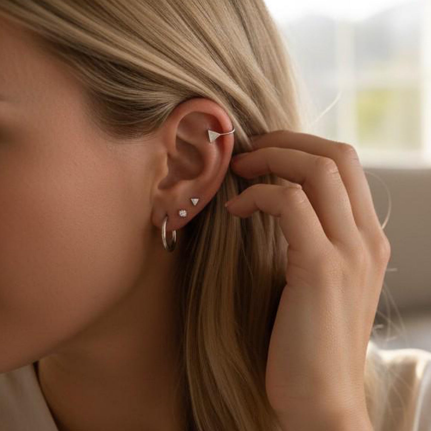 Silver Ear Cuff Earring – Dainty Minimalist Sterling Silver Ear Cuff, Everyday Jewelry for Women