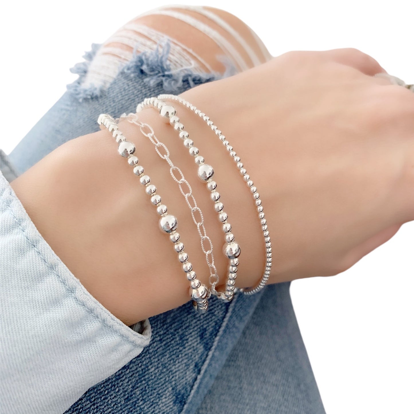 Sterling silver stacked set of 4