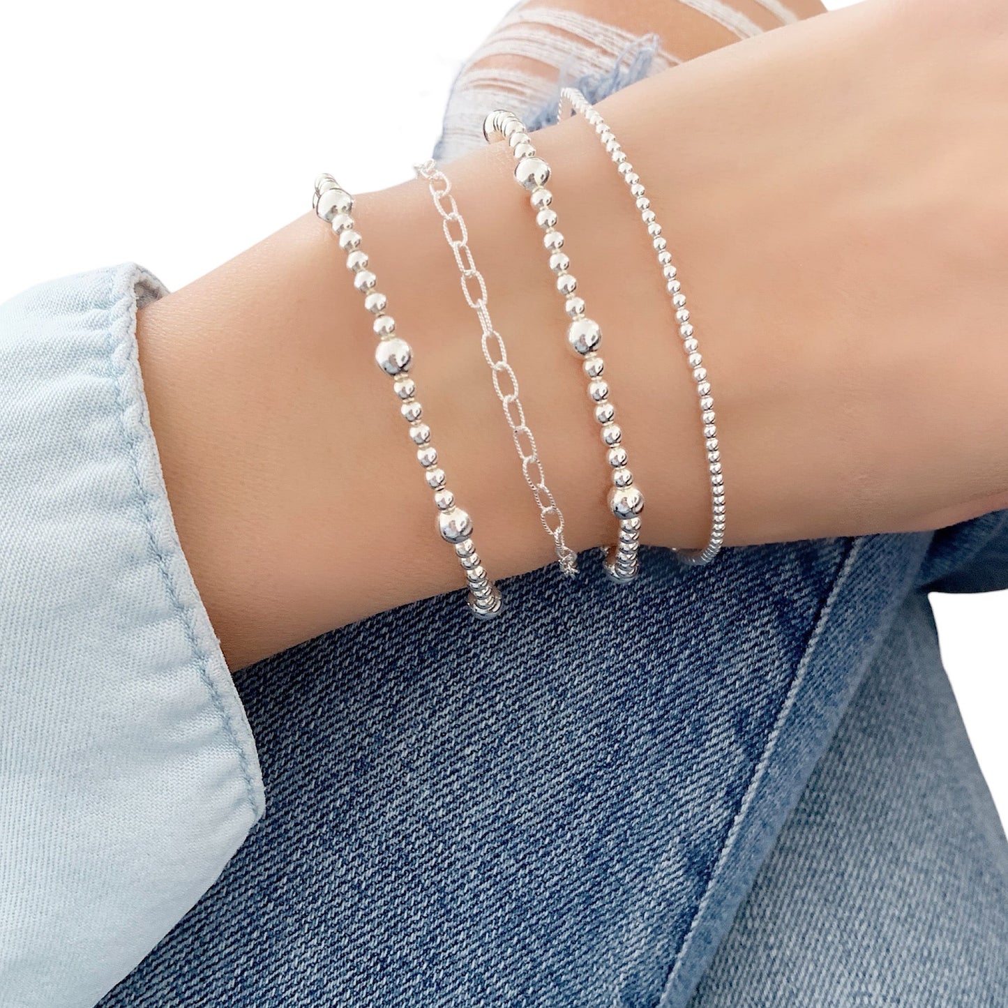 Sterling silver stacked set of 4