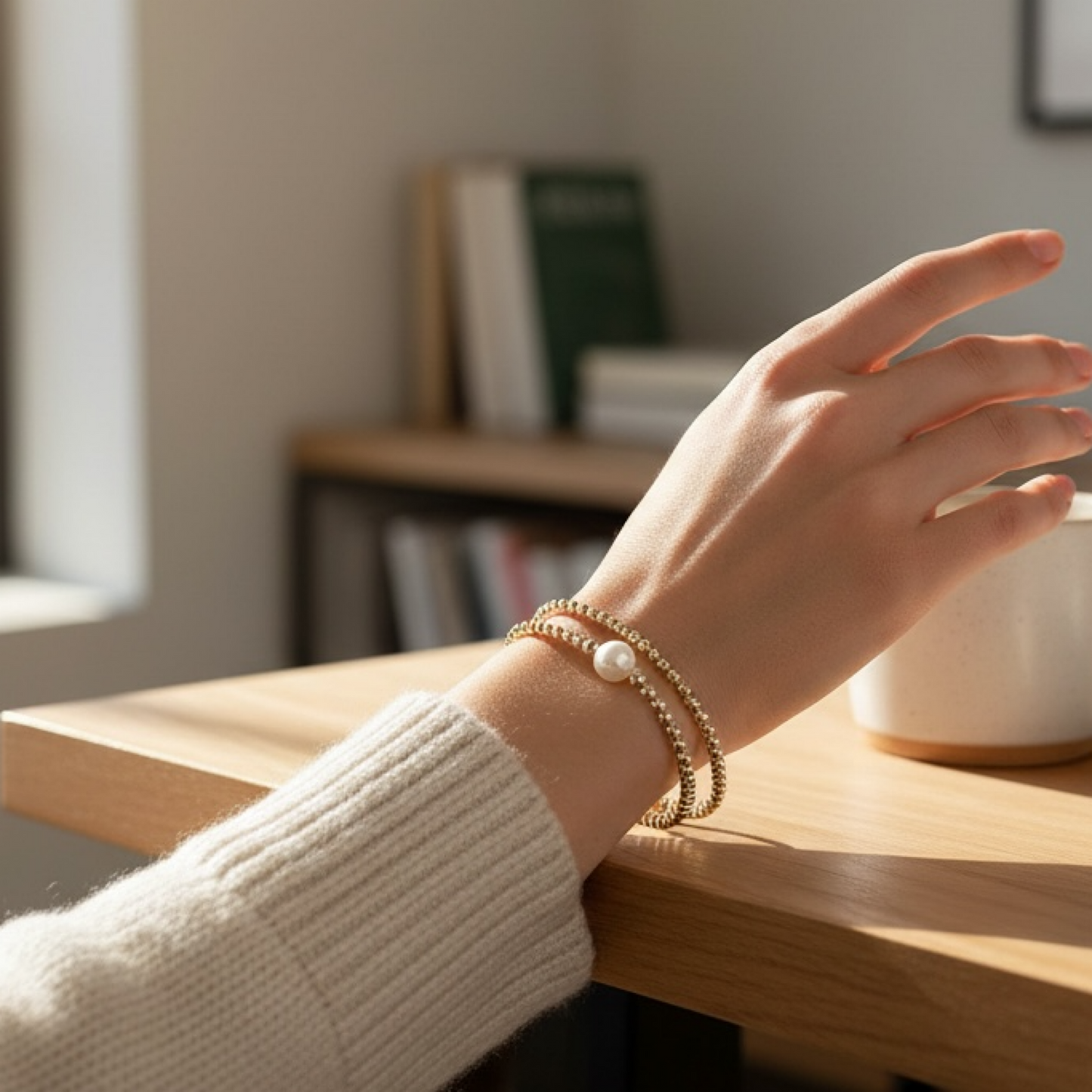 Bridal Pearl Bracelet – 14K Gold Filled Dainty Pearl Bracelet, Elegant Minimalist Bridal Jewelry