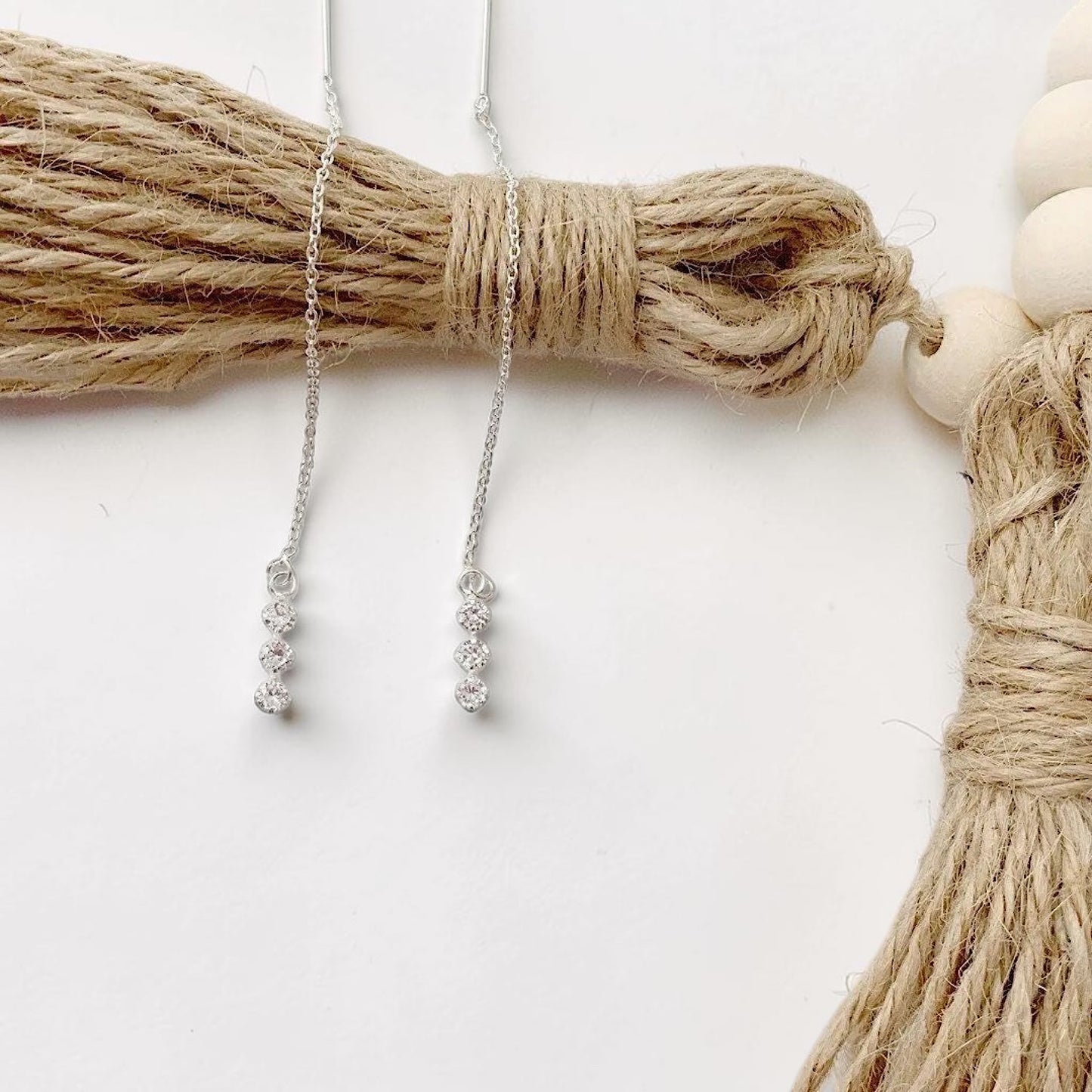 Silver Threader Earrings – Dainty Minimalist Sterling Silver Thread Drop Earrings, Everyday Jewelry for Women