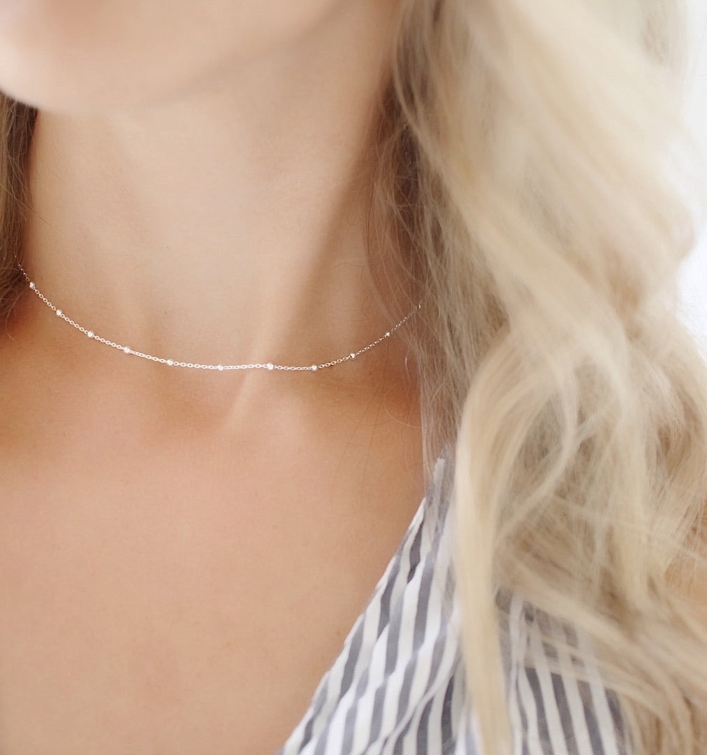 Silver choker necklace
