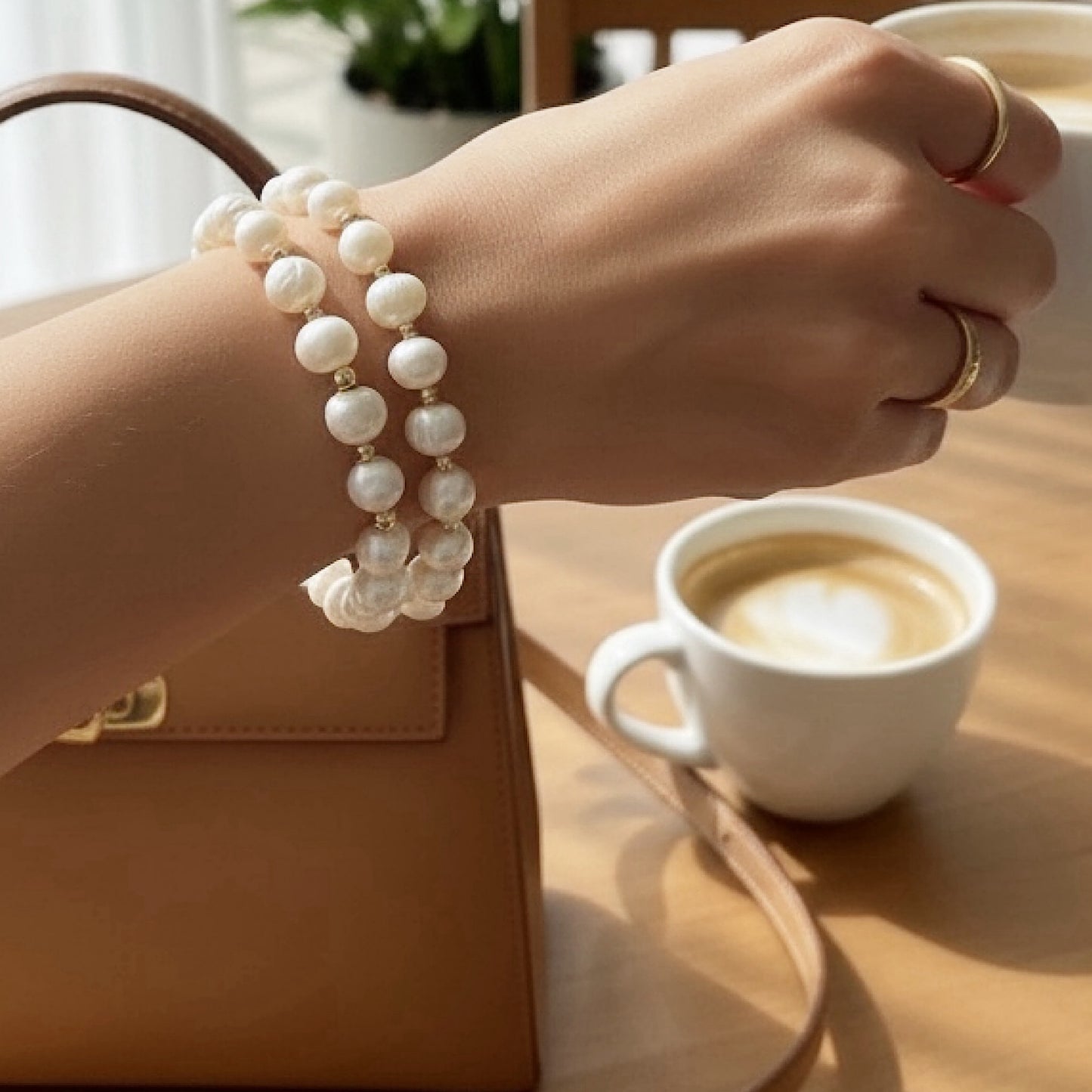 Freshwater Pearl Bridal Bracelet | Gold Filled Stretch Bracelet