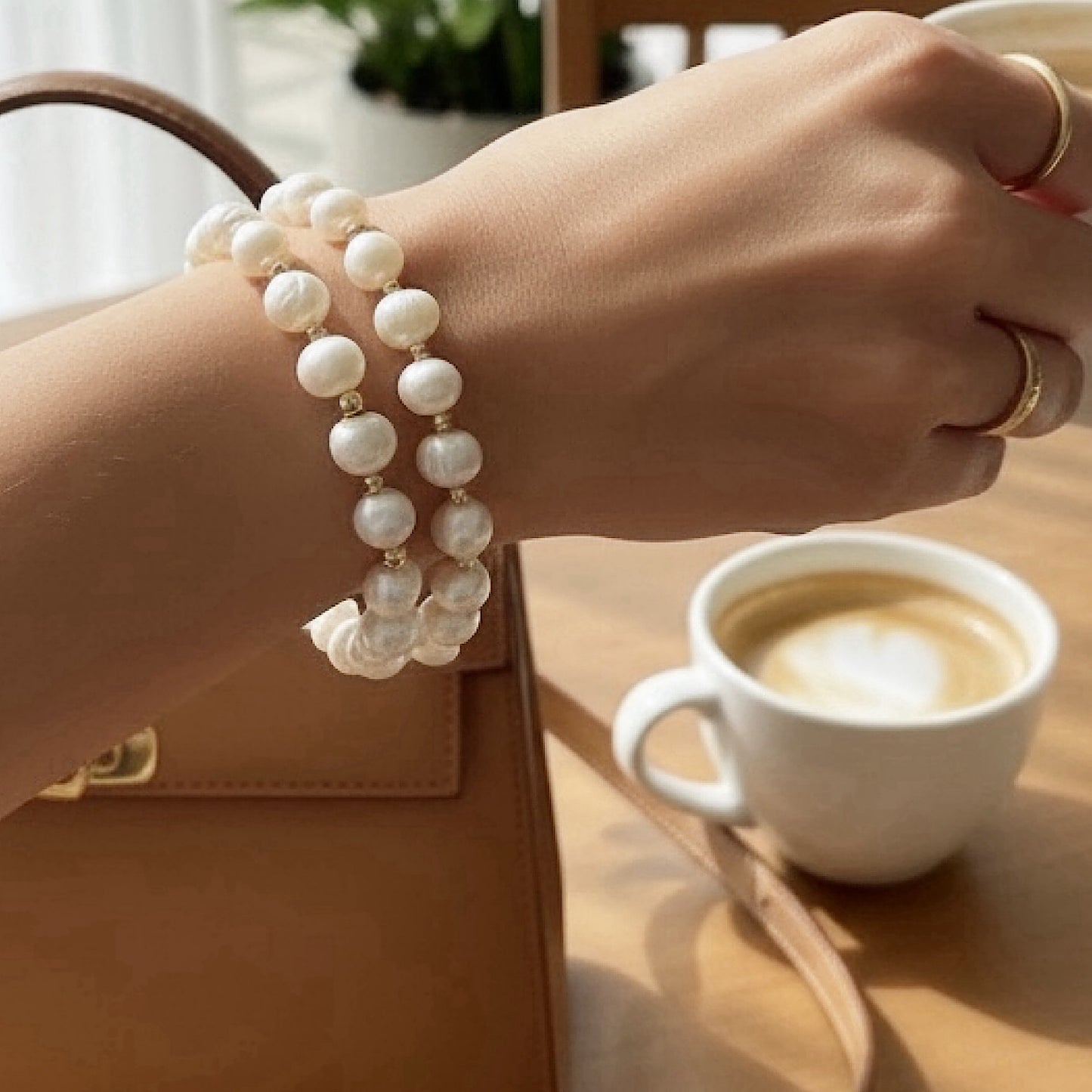 Freshwater Pearl Bridal Bracelet | Gold Filled Stretch Bracelet