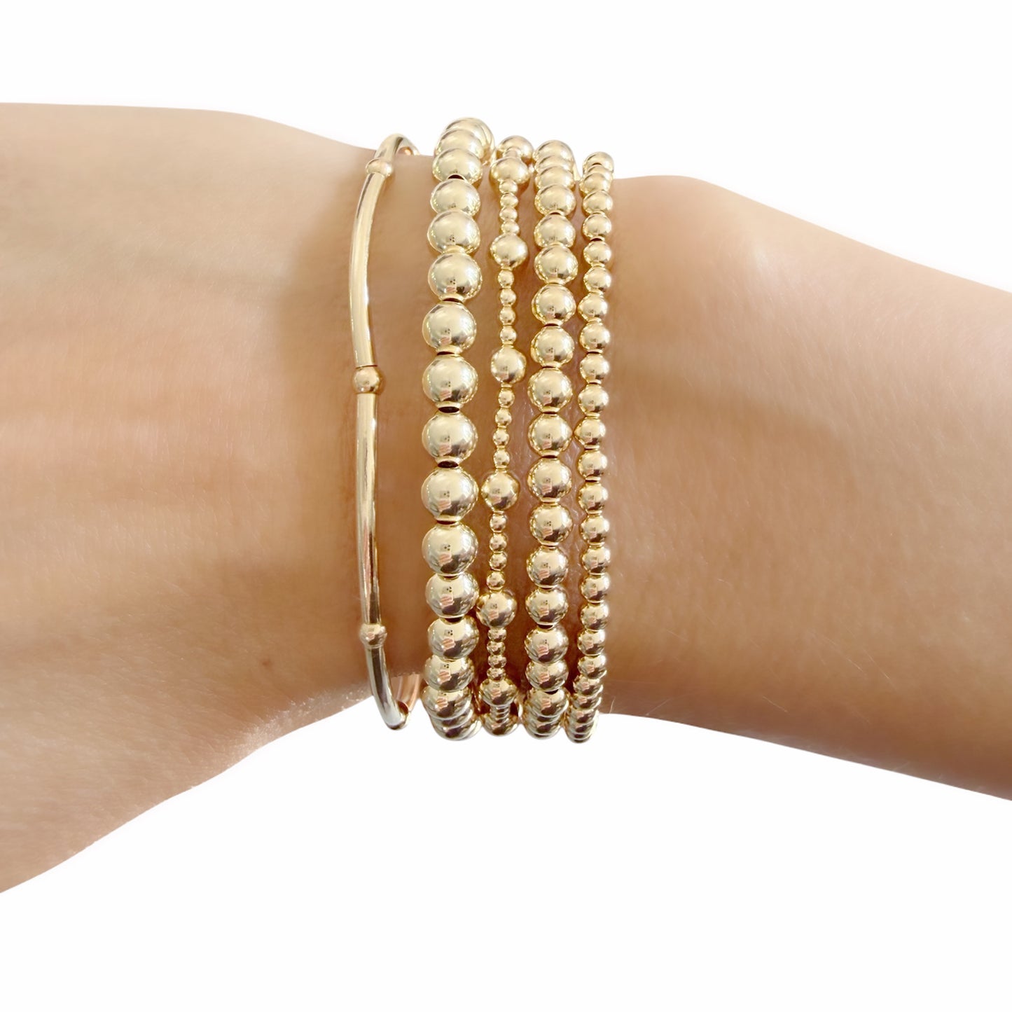 Delicate Gold Filled Beaded Bracelet – Dainty Stackable Gold Bracelet, Minimalist Everyday Jewelry Gift for Her