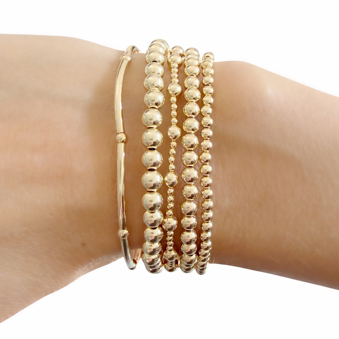 Delicate Gold Filled Beaded Bracelet – Dainty Stackable Gold Bracelet, Minimalist Everyday Jewelry Gift for Her