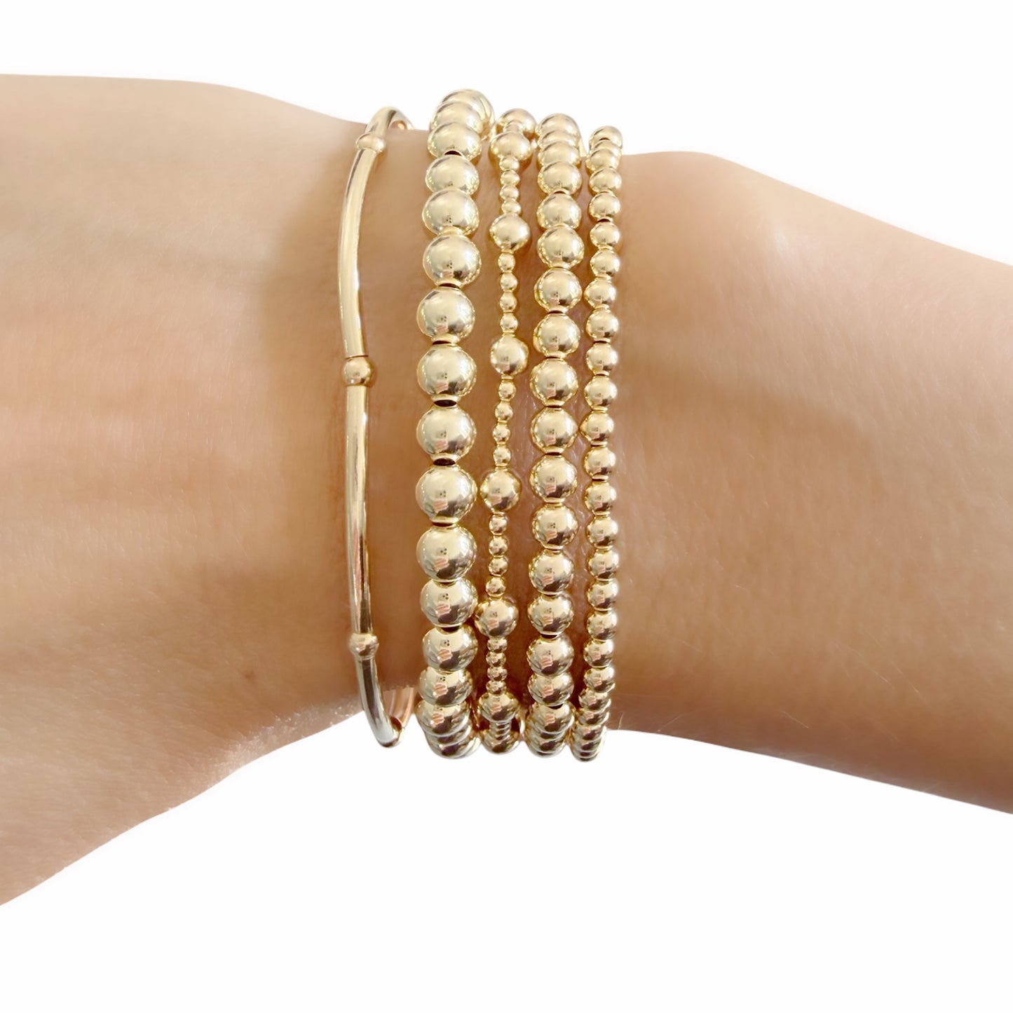 Delicate Gold Filled Beaded Bracelet – Dainty Stackable Gold Bracelet, Minimalist Everyday Jewelry Gift for Her