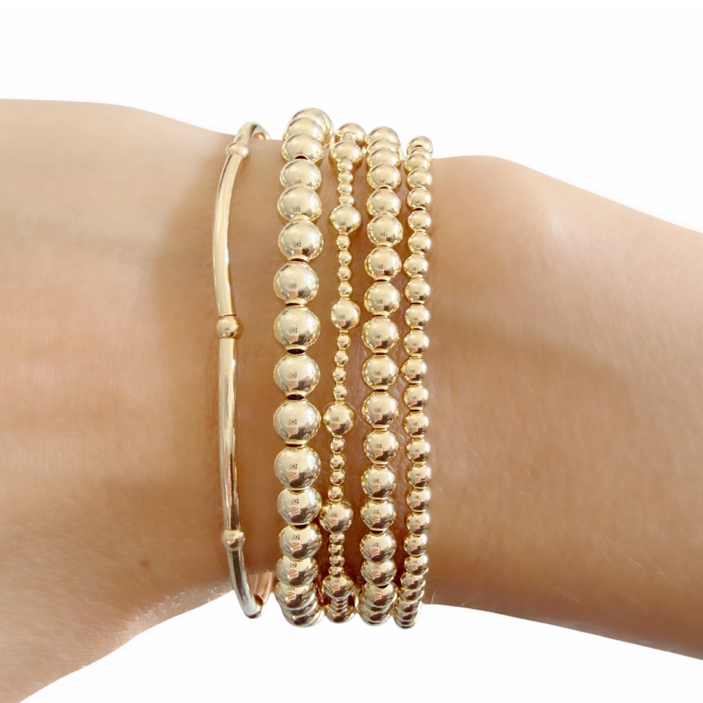 Delicate Gold Filled Beaded Bracelet – Dainty Stackable Gold Bracelet, Minimalist Everyday Jewelry Gift for Her