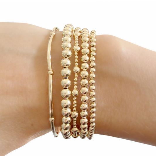 Delicate Gold Filled Beaded Bracelet – Dainty Stackable Gold Bracelet, Minimalist Everyday Jewelry Gift for Her