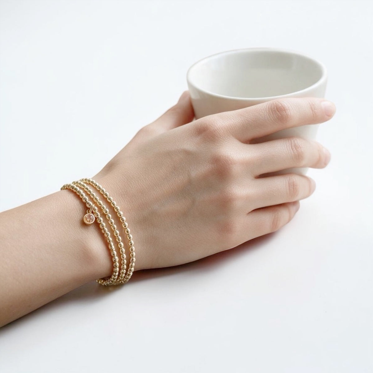 14K Gold-Filled Birthstone Bracelet – 3mm Beads