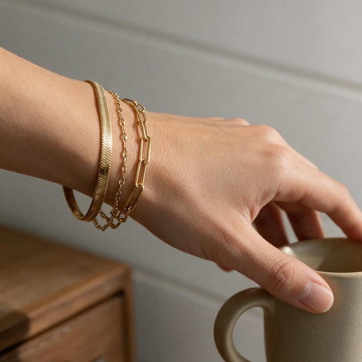PVD Gold-Coated Stainless Steel Chain Bracelet – 7 Inches